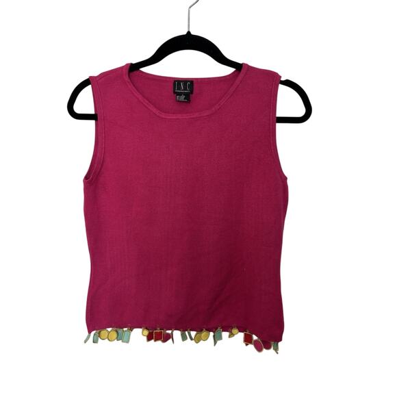 Pink Sweater Vest Artsy Abstract Size Large Boxy Fit Grannycore Art to Wear - Picture 1 of 5